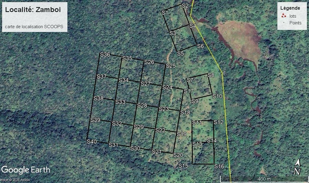 Satellite localization map of the Zamboi exploration lots used in MOUHDJAF geological reconnaissance